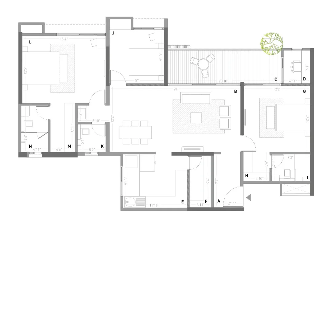 Namrata Amberwood Rahatani 3 BHK Floor Plan Image